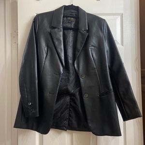 Black Faux Leather Blazer